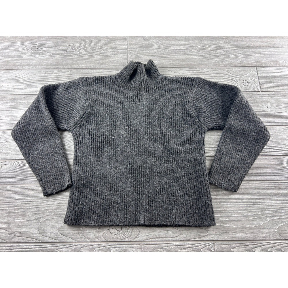 J.Crew Womens Small Gray 100% Wool Ribbed Mock Neck Sweater RN 62011